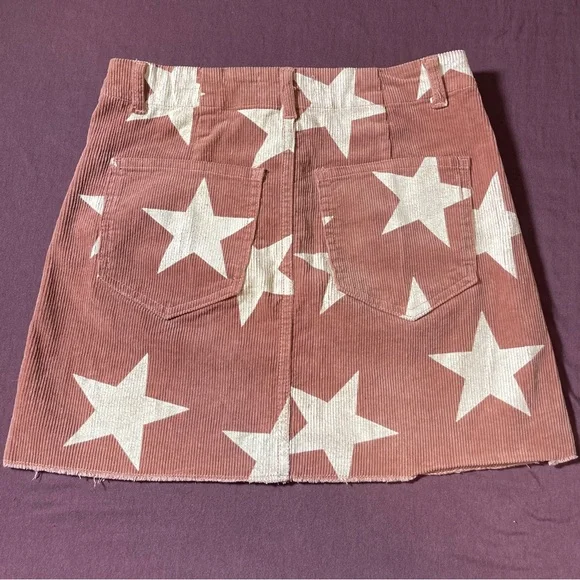 Peach Love California Star Mini Skirt Buttons Pockets- Size Small - Picture 5 of 5